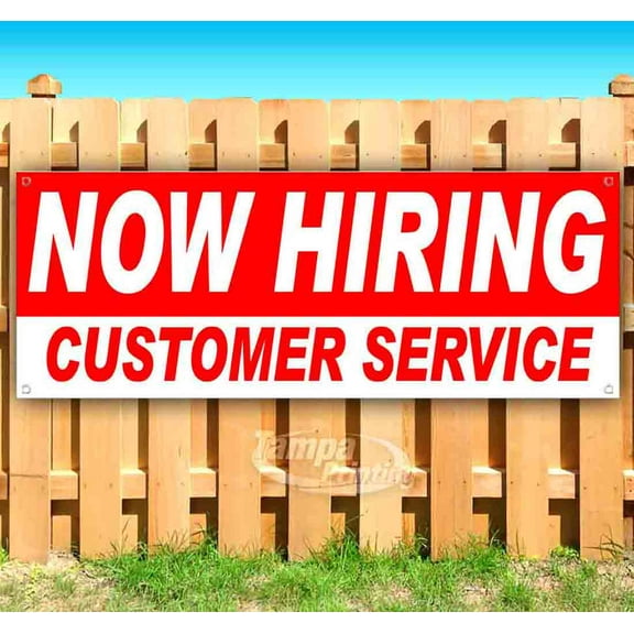 Now Hiring Customer Service 13 oz Vinyl Banner With Metal Grommets