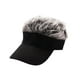 thumbnail image 5 of Sombrero con visera solar falsa, transpirable, divertido, regalo informal, para hombres y mujeres, novedad, portátil Gorra negra pelo gris, 5 of 9