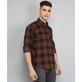 thumbnail image 3 of TryBuy Premium Exclusive Brown Black Cotton Casual Checks Shirt for Men, 3 of 7