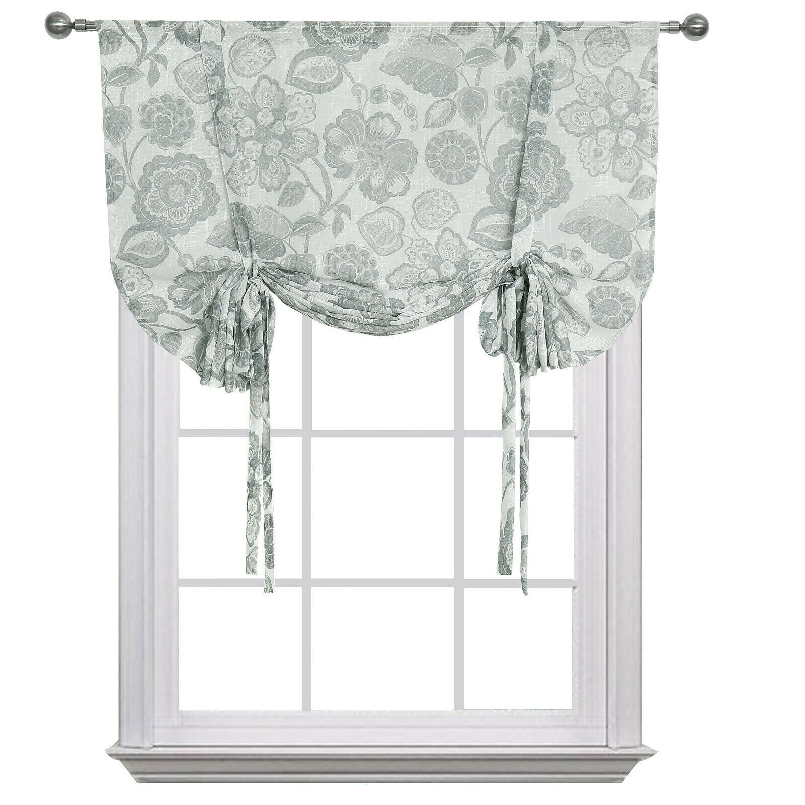 Shabby Flax Linen Trellis Clover Window Curtain Tie Up Shades Assorted Colors 
