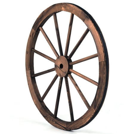 Costway Set Of 2 30 In Decorative Vintage Wood Garden Wagon Wheel