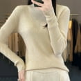 thumbnail image 5 of Gyexs Winter Sweaters for Women Turtleneck Long Sleeve Ribbed Knit Shirts Business Casual Work Blouses Fall Winter Outfits, Beige, Size M, 5 of 6