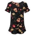 thumbnail image 3 of Doublju Women's Short Sleeves Flare Tunic Tops for Leggings Flowy Shirt with Plus Size, 3 of 3