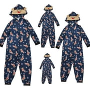 Awdenio New Cute Christmas Hooded Print Family Pyjamas européens et américains Combinaison parent-enfant Maman