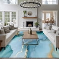thumbnail image 3 of 6'x9' Area Rugs, Teal Indoor Outdoor Area Rug for Living Room Bedroom, Luxury Marble Golden Modern Abstract Impressionist Washable Bathroom Rugs Kitchen Floor Carpet Mats Home Decor Aesthetic, 3 of 8