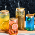 thumbnail image 2 of HLONK Glass Tumbler with Straw and Lid Crystal Clear Tumblers with Lid and Straw Stylish Glass Cup with Lid and Straw Chic Iced Coffee Cups with Lids for Every Sip, 2 of 4