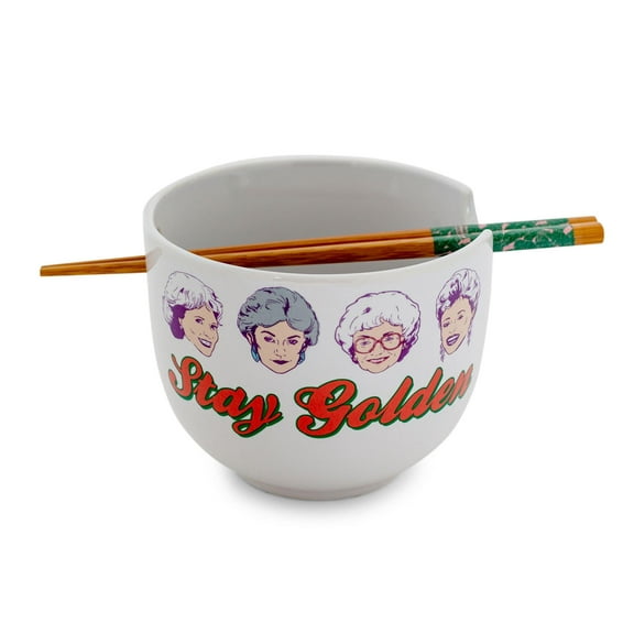 Silver Buffalo SVB-GOL525KD-C The Golden Girls "Stay Golden" 20-Ounce Ceramic Ramen Bowl and Chopstick Set