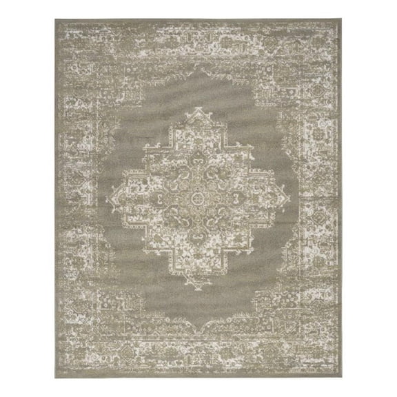 Pemberly Row 8' x 10' Olive Fabric Vintage Area Rug (8' x 10')