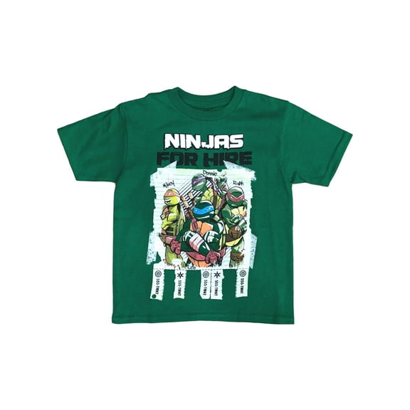 TMNT Boys Green Ninjas For Hire T-Shirt Teenage Mutant Ninja Turtles Shirt 6/7