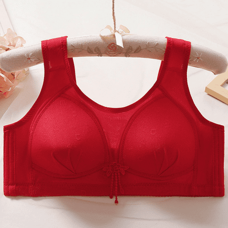Fulorrnie Bras for Women Plus Size No Underwire Lift Supportive Front Closure Bralette Push Up Bra Red 38
