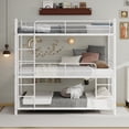 thumbnail image 4 of Metal Three-layer Bunk Bed For Adults And Children, Universal Bunk Bed With Safety Railing, Climbing Ladder, Space Saving Dormitory Bed, Mattress Size: Twin Size,White, 4 of 11