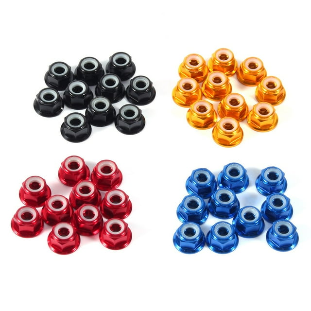 Locking Metal Nuts, Self-Lock Nuts Nylon Insert Aluminum Flanged Lock, M2 M3 M4 M5 10Pcs/Set For Industry