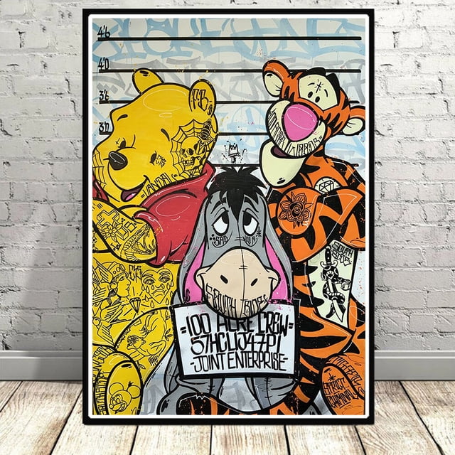 Disney Cartoon Characters Canvas Poster Graffiti Mickey Mouse Donald Duck Home Room Decor Wall Art Painting Mural Print Pictures30X45cm Unframed Gao Jinjia LED