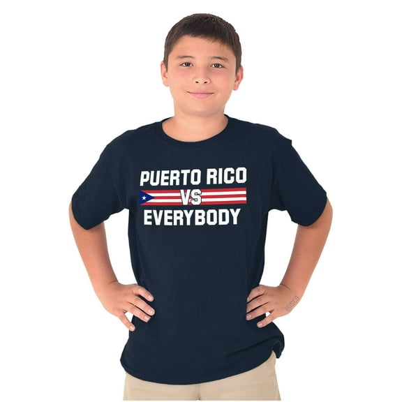 Puerto Rico VS Everybody PR Flag Crewneck T Shirts Boy Girl Teen Brisco Brands XS