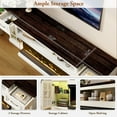thumbnail image 6 of ChVans 3-Sided Glass 81" Fireplace TV Stand for TVs up to 90", Farmhouse Entertainment Center TV Console Table with 50" Electric Fireplace & LED Lights, TV Stand with Fireplace 3D, White, 6 of 9