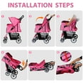 thumbnail image 4 of HomGarden 4 Wheel Small Pet Dog Stroller Foldable Cart Max 33lbs W/Storage Basket & Cup Holder, Pink, 4 of 11