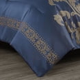 thumbnail image 5 of Chezmoi Collection Valor 7-Piece Bed in a Bag King, Navy/Gold Luxury Jacquard Floral Comforter with Sheets Set for All Season, 5 of 8