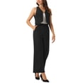 thumbnail image 4 of INSPIRAR CHIC Conjunto de Dos Piezas Casual Sin Mangas Top Corto Cuello en V Pantalones de Pierna Ancha XL Negro, 4 of 6