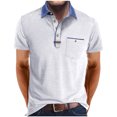 thumbnail image 1 of pstuiky camisetas de hombre, Camisa tipo blusa de manga corta con cuello vuelto y botones de color para hombre camisas casuales para hombre s, 1 of 8