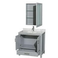 thumbnail image 2 of Wyndham Collection Sheffield 36" Marble Single Bathroom Vanity in Gray/Chrome, 2 of 3