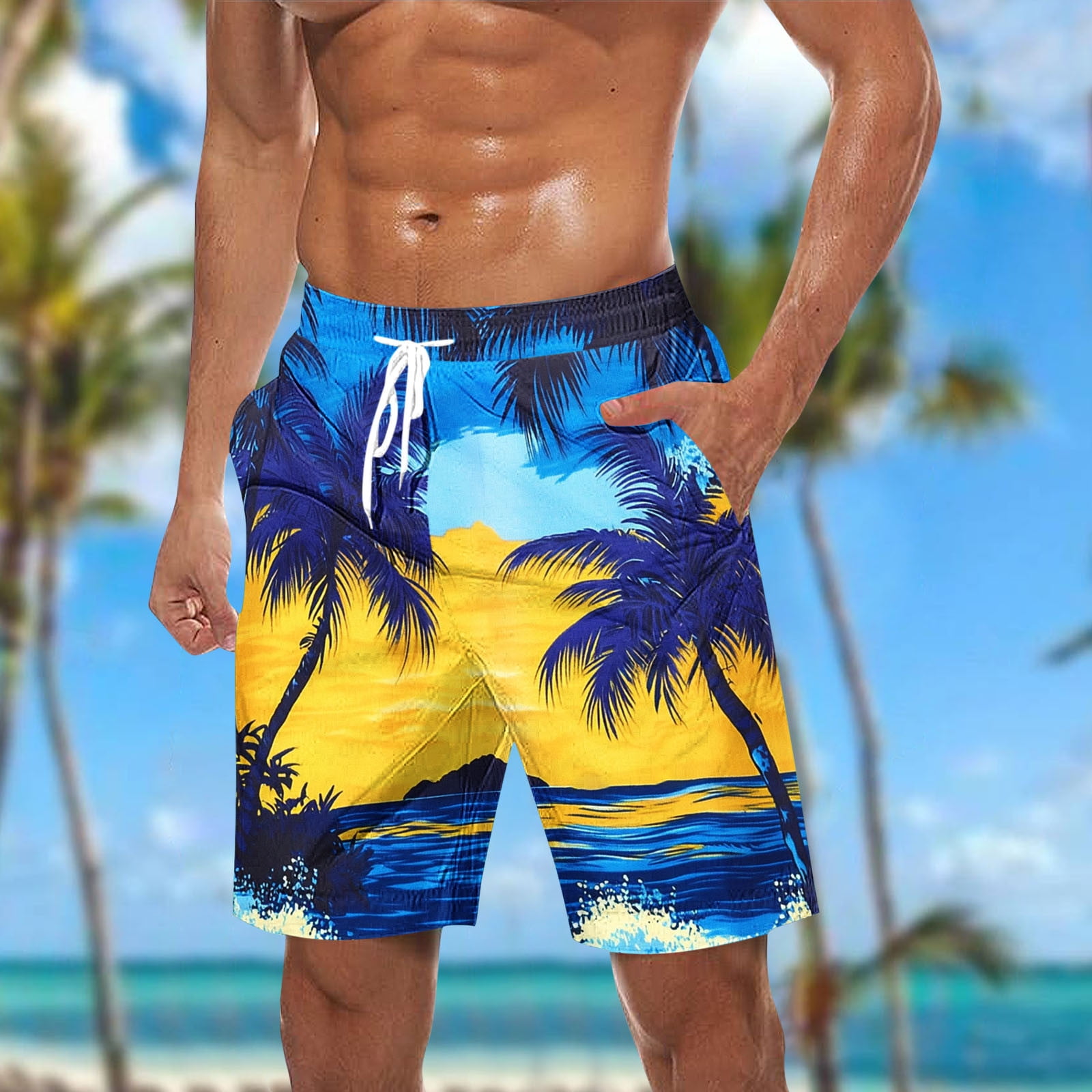 lcziwo Summer Loose Fit Shorts for Men Floral Print Shorts Quick