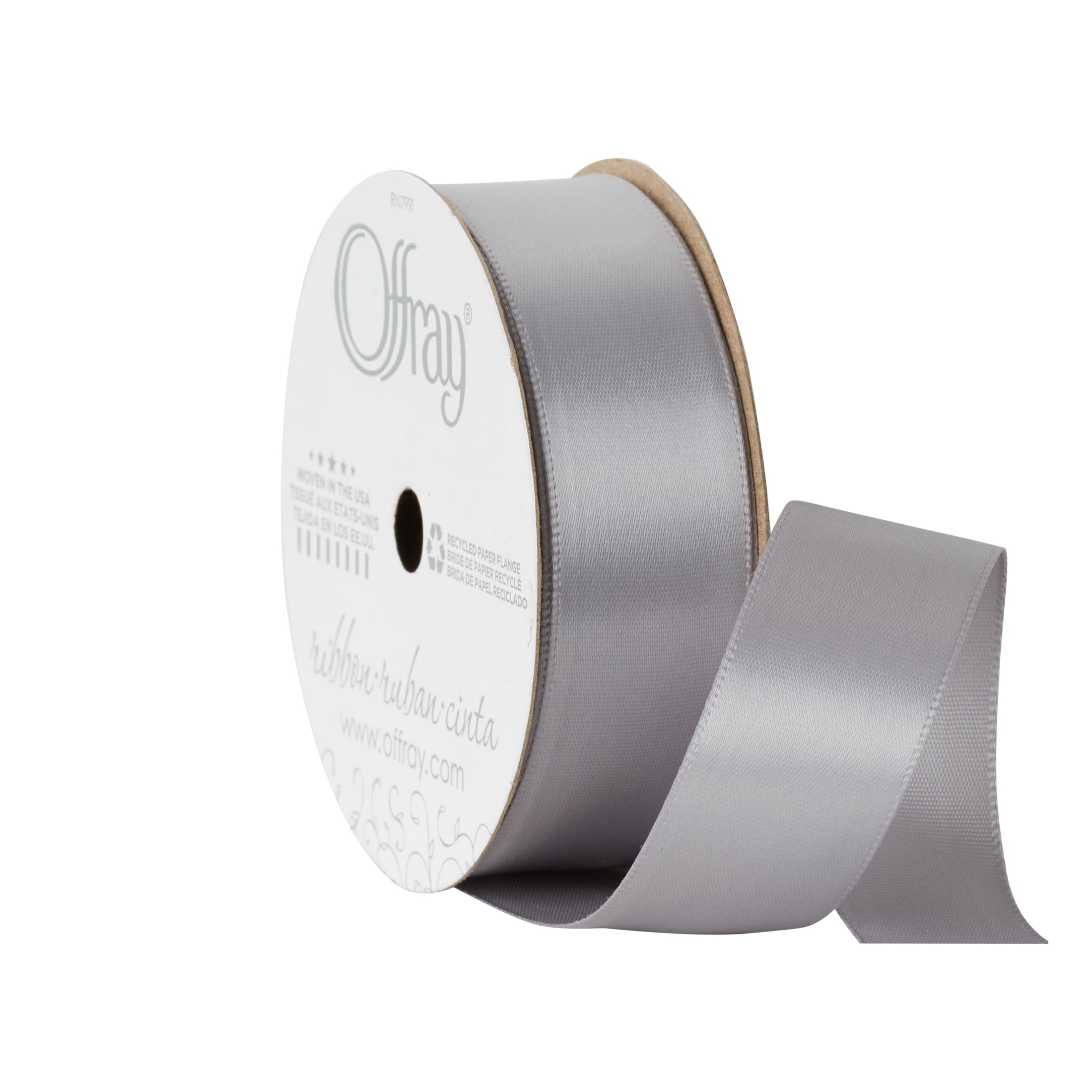 (4 pack) Offray Ribbon, Opal Gray 7/8 inch Single Face Satin Polyester Ribbon, 18 feet
