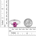 thumbnail image 3 of Gem Stone King 925 Sterling Silver Oval Pink Created Sapphire and White Diamond Women Ring (2.53 Cttw, Size 8), 3 of 4