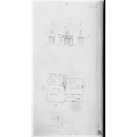 Design for Small Gothic Cottage Design IV from The Architecture of Country Houses Poster Print by Alexander Jackson Davis (American New York 1803  “1892 West Orange New Jersey) (18 x