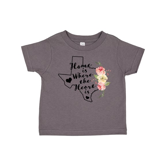 Inktastic Texas Home is Where the Heart is with Watercolor Floral Girls Toddler T-Shirt