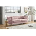 thumbnail image 2 of 80.7" Velvet 3-Seat Sofa, Chesterfield Modern Sofa Couch with Nail Head Decor, Gold Metal Feet, Comfortable Sofa Couch for Living Room Bedroom, Pink, 2 of 7