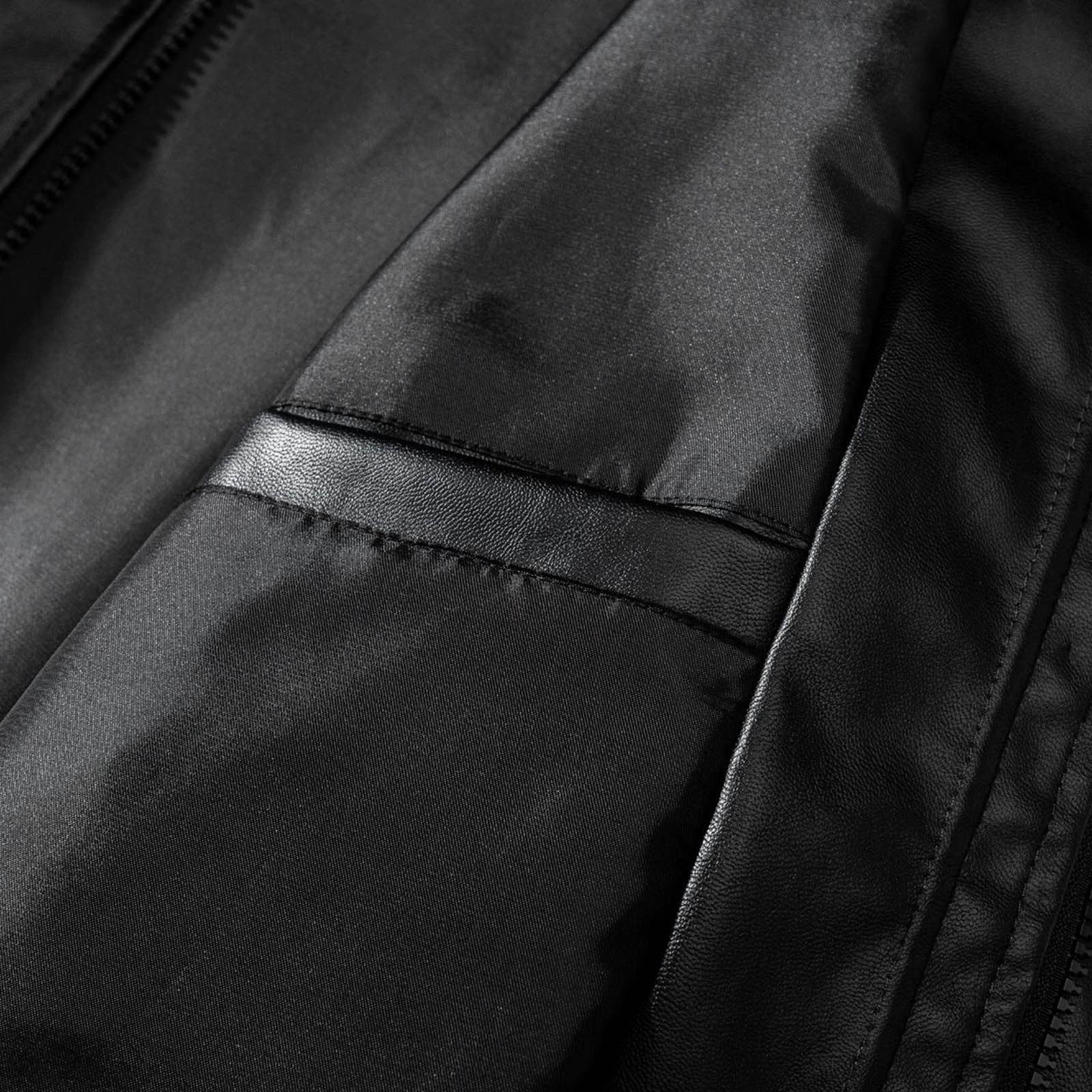 Miluxas Men's Leather Classic Jacket Mens Leather coat with Zip Out Black 16(XXXXL)