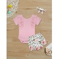 thumbnail image 2 of Baby Girl Outfits Short Ruffle Romper Floral Pants Summer Outfits Cute Baby Girl Clothes 6-12 Months, 2 of 7