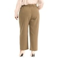 thumbnail image 4 of Agnes Orinda Women's Plus Size Pleated Work Office Outfits High Waisted Straight Business Casual Pants with Pocket 3X Khaki, 4 of 6
