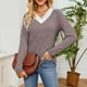 thumbnail image 2 of Conjuntos de otoño para mujer,Blusa de mujer, camisa de manga larga con cuello redondo y botones, top informal de color liso, tela de rayón sintético, ideal para uso diario y en casa, sopatenor, 2 of 8