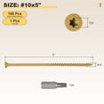 thumbnail image 2 of Deck Screws (#10x5") 100Pcs, Carbon Steel Wood Screw Decking Screws with T25 Torx Drive Head - for Wood Fence, Table, Tan, 2 of 7