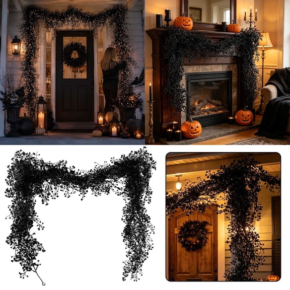 Ailezt Halloween Decor Halloween Fern With Black For Seasonal – Realistic Halloween Golden Leaves Vine For Indoor Outfits And Centerpieces