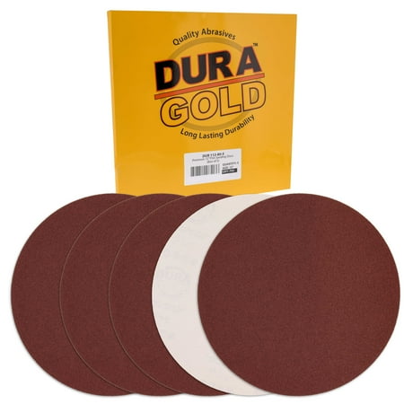 

Dura-Gold Premium 12 Sanding Discs - 80 Grit (Box of 5) - Sandpaper Discs with PSA Self Adhesive Stickyback Fast Cutting Aluminum Oxide Abrasive - Drywall Floor Woodworking Automotive Sander