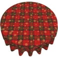 thumbnail image 5 of Christmas Table Cloth Red Christmas Plaid Tablecloth Round 70 Inch Snowflake Tablecloth Winter Table Cloth for Home Parties Dinner Picnic Dining Kitchen Decor, 5 of 6