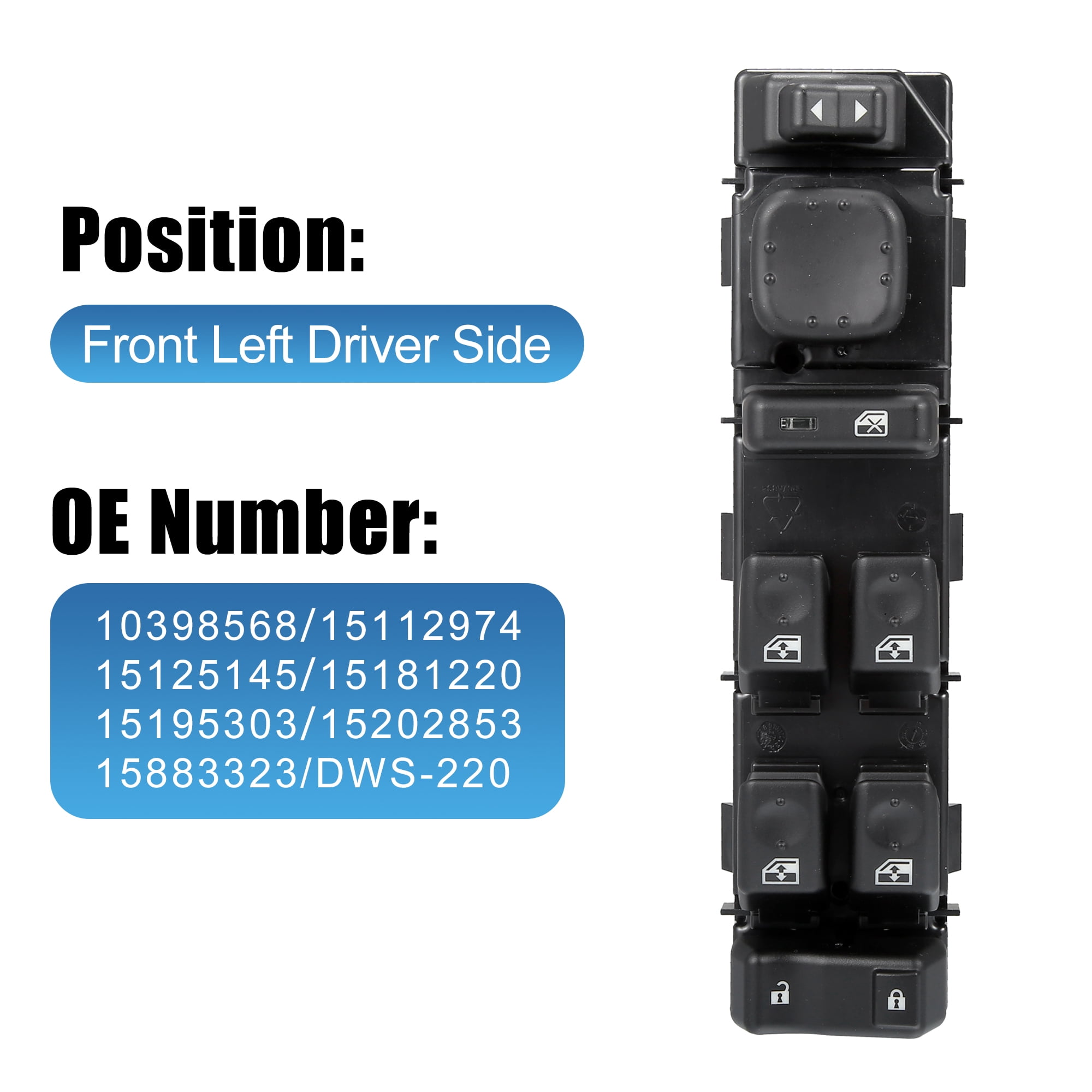 Driver Side Power Window Control Switch - Front Left. Part no 