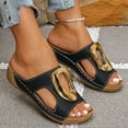 thumbnail image 6 of RUIYANQI Women's Open Toe Wedge Slides Metal Accent Casual Sandals Trendy Summer Footwear Comfortable Platform Design Daily Wear Beach Shoes Black Women Sandal, 6 of 9