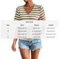 thumbnail image 4 of ClodeEU Women's V Neck Striped Short Sleeve T-Shirt, Casual Loose Fit Summer Tee Khaki,Women's Plus L, 4 of 7