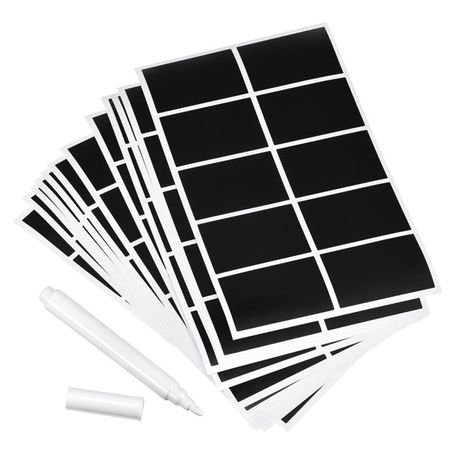 Unique Bargains Chalkboard Labels Blackboard Stickers 40x60mm No Word with Chalk Marker Count 200