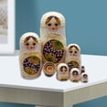 thumbnail image 6 of Matryoshka Russian Nesting Doll Set of 7 Handcrafted Wood Figurines Decors, 6 of 7