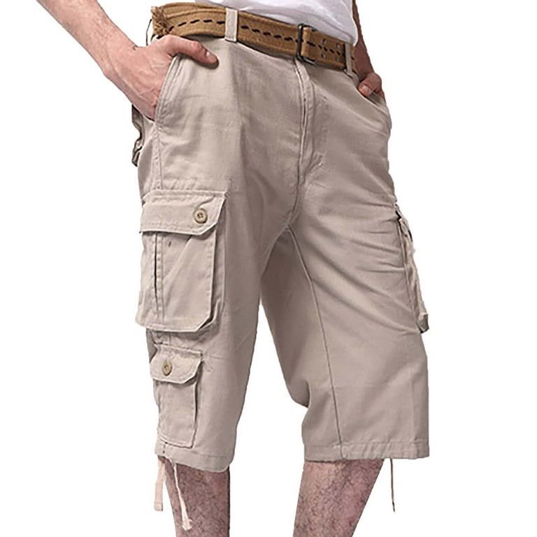 Ketyyh chn99 Men s Shorts Outdoor Straight Type Cargo Pants Short Beige 32