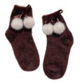 thumbnail image 1 of Calcetines cortos peludos para mujer, medias peludas con lazo y bola de pelo con cinta de satén dulce, 1 of 5