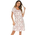 thumbnail image 3 of Xmarks Women's Nightgown Short Sleeve Sleepshirts Floral Print V Neck Buttons Sleep Dress Nightwear Loungewear S-3XL, 3 of 7