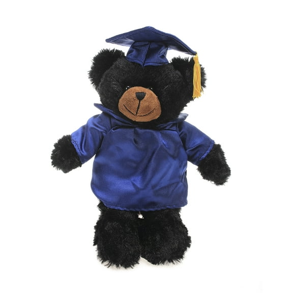 Made by Aliens Personalized Black bear Stuffed Animal Plush Toy – Perfect Gift for Graduation Name or Your School Logo on Gown, Best for Any Grad School Kids 12 Inches