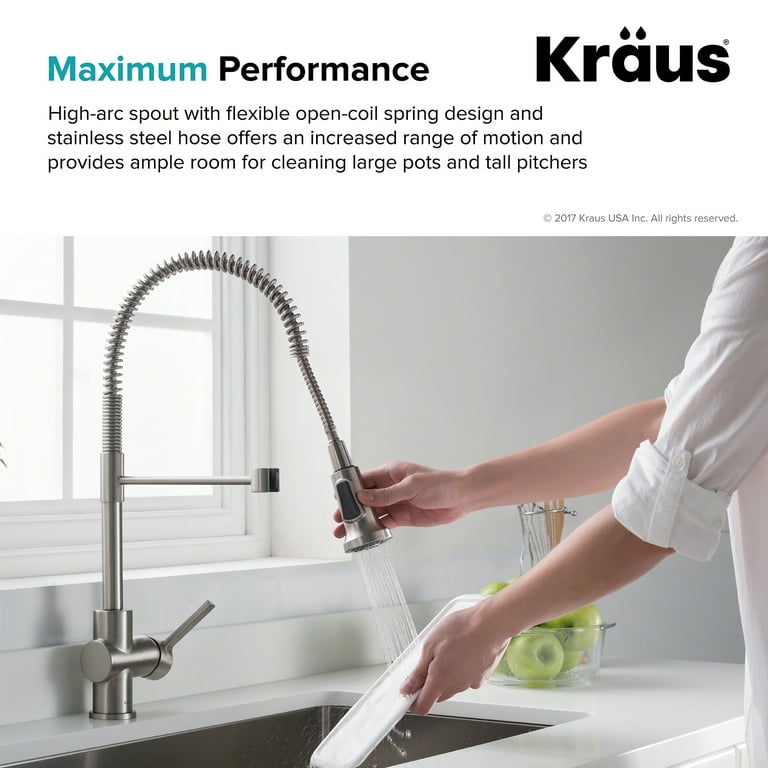 Britt Single Handle Commercial Kitchen Faucet with Dual Function Sprayhead in all-Brite Spot Free Stainless Steel Finish Britt Single Handle Commercial Kitchen Faucet with Dual Function Sprayhead in all-Brite Spot Free Stainless Steel Finish