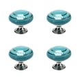 thumbnail image 1 of Perillas de cerámica vintage Uxcell, tirador para cajones, armarios, gabinetes, 4 piezas, círculo dorado azul, 1 of 7