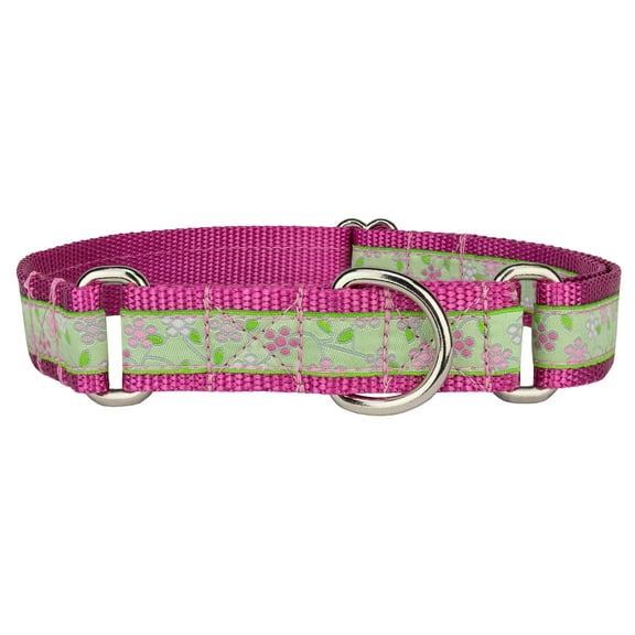 Country Brook Petz® Fresh Spring Floral Woven Ribbon on Rose Martingale Dog Collar Limited Edition, Small